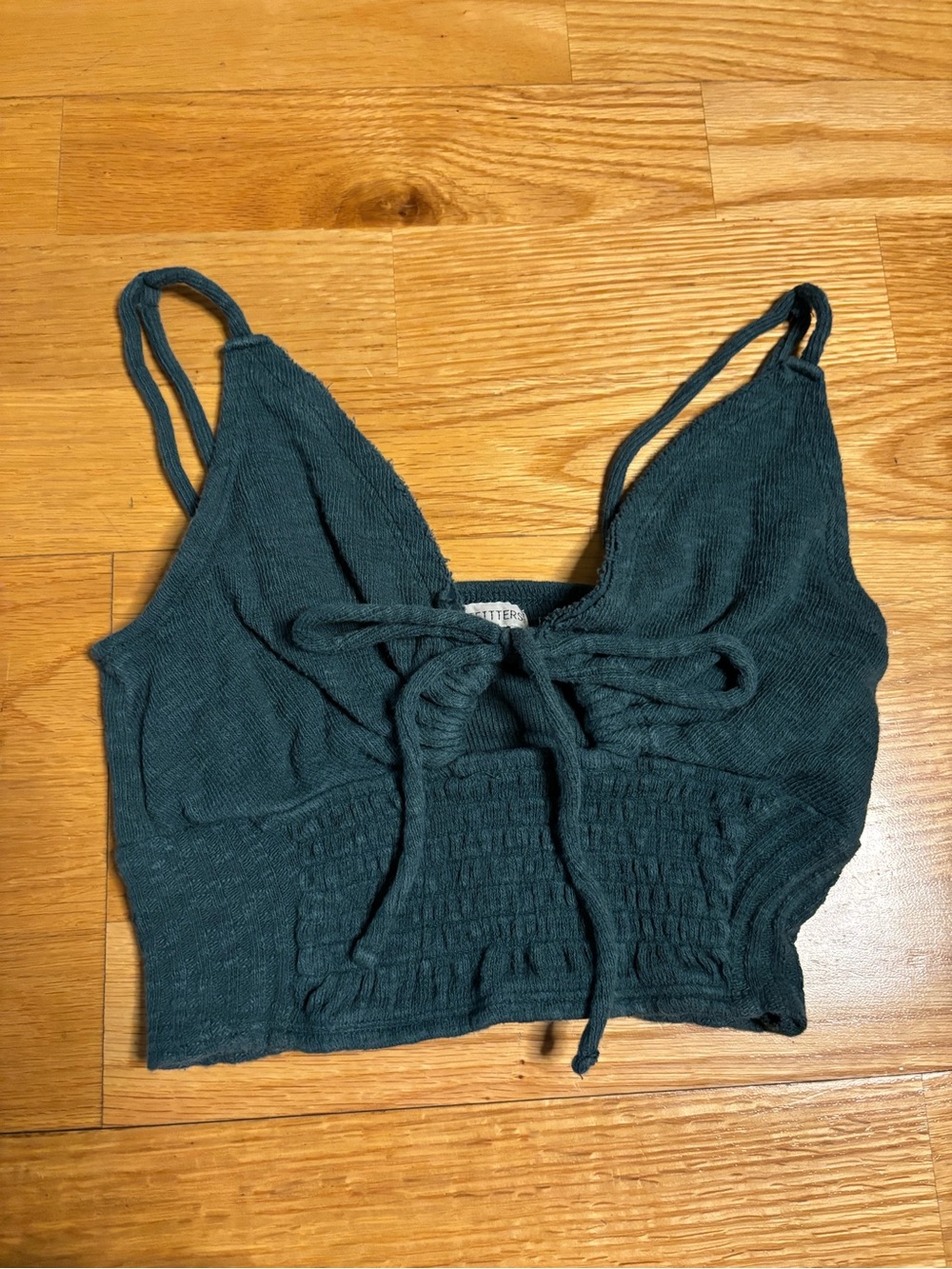 Urban Outfitters Teal Keyhole Tie-Front Cropped Tank Size Small